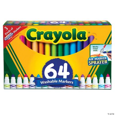Crayola Washable Markers, Broad Line, Assorted Colors, Pack of 64 Oriental Trading
