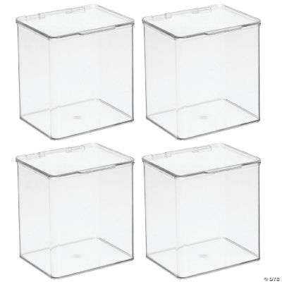 mDesign Plastic Stackable Kitchen Food Storage Box, Hinged Lid, 4 Pack