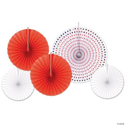 Beistle Assorted Paper & Foil Decorative Fans Red and White 12
