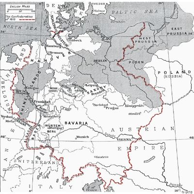 Map Of Germany In 1815. From The Book Europe In The Century