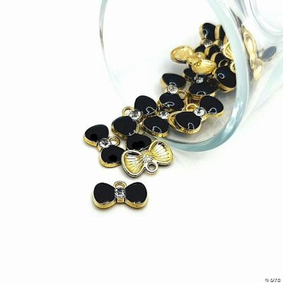 20 Pcs Black Bow Charms with Rhinestone Oriental Trading