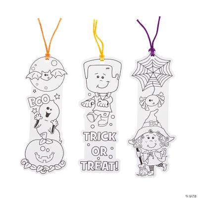 8 1/2" Bulk 50 Pc. Color Your Own Halloween Friends Paper Bookmarks Oriental Trading