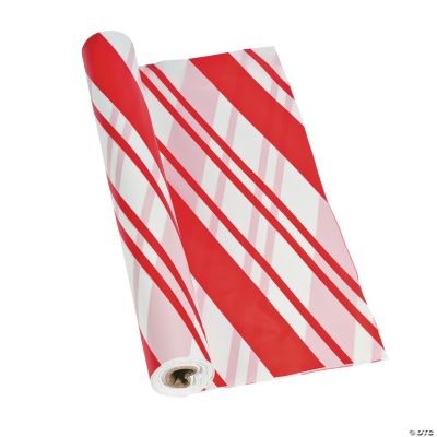 Candy Cane Striped Plastic Tablecloth Roll Oriental Trading