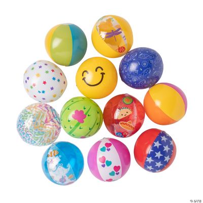 Bulk 50 Pc. Inflatable 11" Medium Beach Ball Assortment Oriental Trading