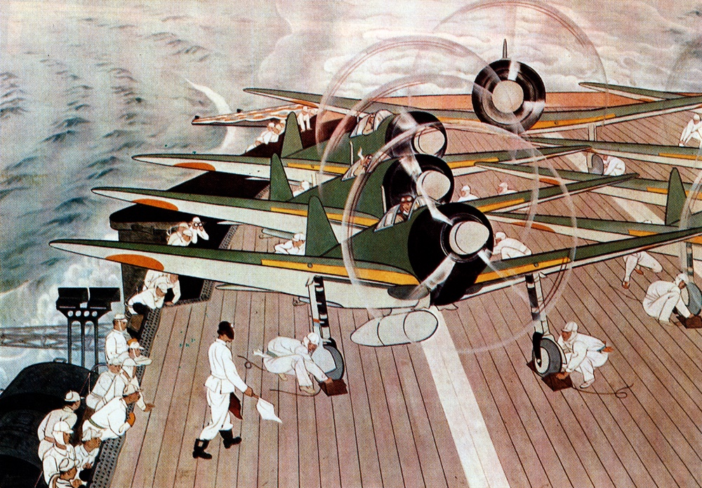 Print depicting Japanese Carrier Operations WWII