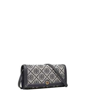 Tory Burch T Monogram Jacquard Crossbody Wallet In Navy Blue ModeSens