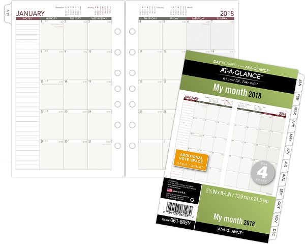 Monthly Planner Refill Size 4 061685Y ATAGLANCE Day Runner