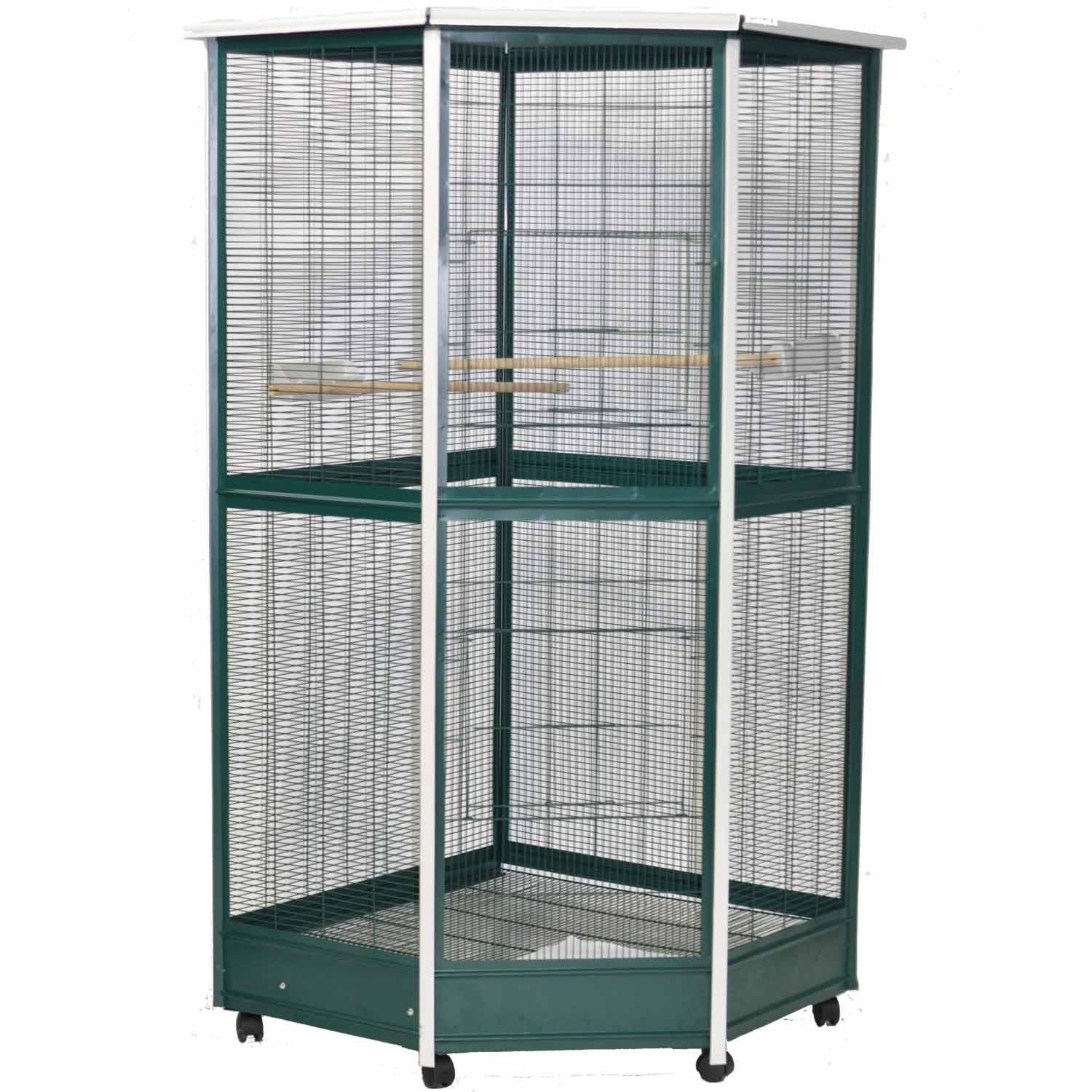 A&E Cage Company Green & White Corner Aviary Bird Cage Petco
