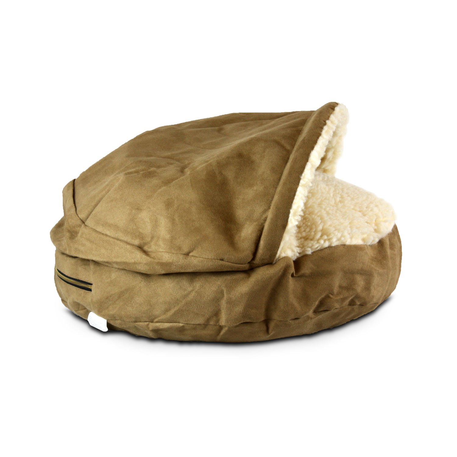 Snoozer Luxury Cozy Cave Pet Bed in Camel & Cream Petco