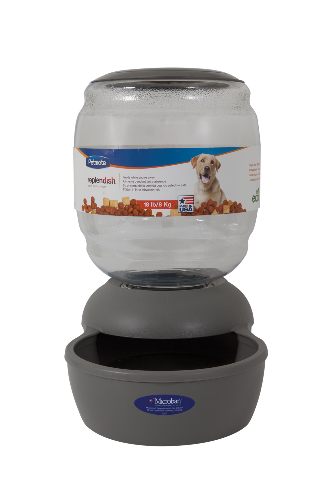 Petmate Replendish Gravity Feeder Grey Dog Bowl Petco