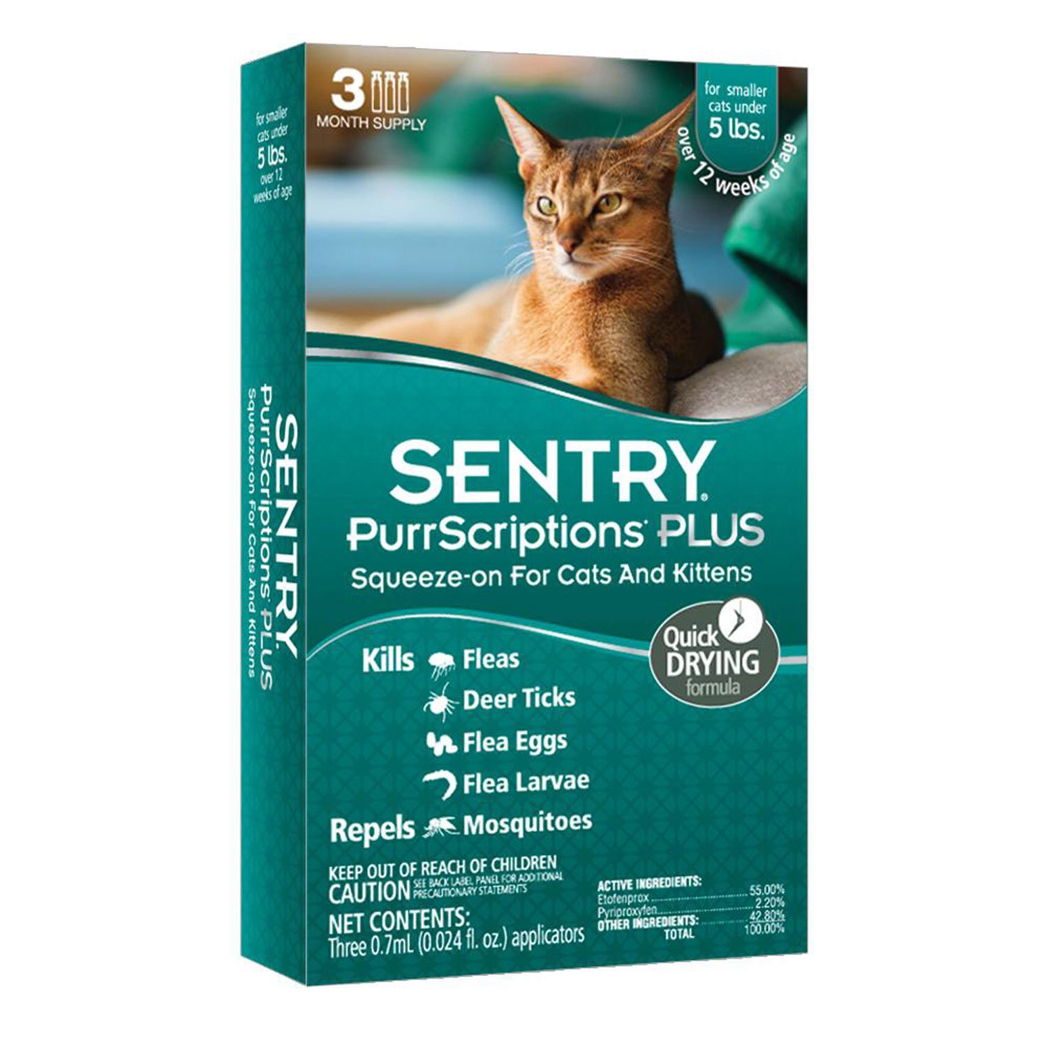 Sentry PurrScriptions Plus Flea & Tick Drops for Cats Petco