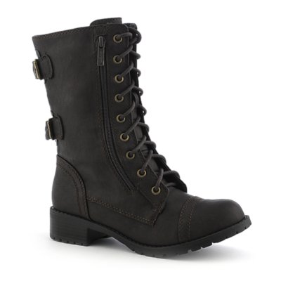 Soda DomeH Women's Dark Brown Combat Boot Shiekh Shoes