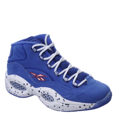 Reebok Question Mid blue and white athletic basketball sneaker
