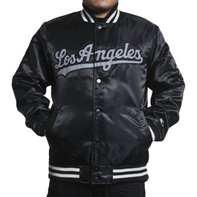 Men's Satin Jacket Los Angeles Dodgers Black Shiekh Shoes
