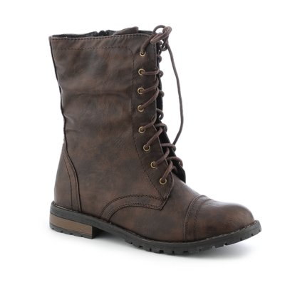 Buy Shiekh Womens PK04 Brown Mid Calf Combat Boots Shiekh Shoes