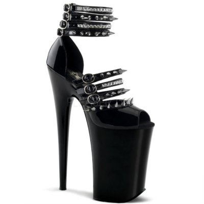 Pleaser Womens Infinity925 black platform spiked high heel