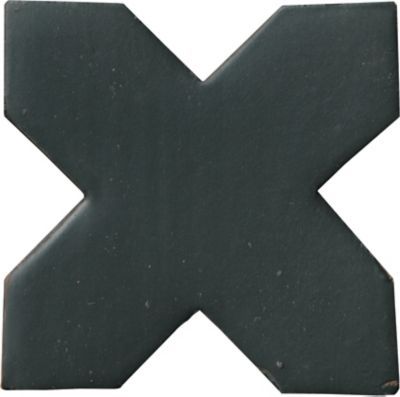 Zellige Charcoal Chabone Cross Matte Ceramic Floor and Wall Tile 6 x