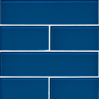 Glass Iridescent Electric Blue Subway Wall and Floor Tile 3 x 12 in