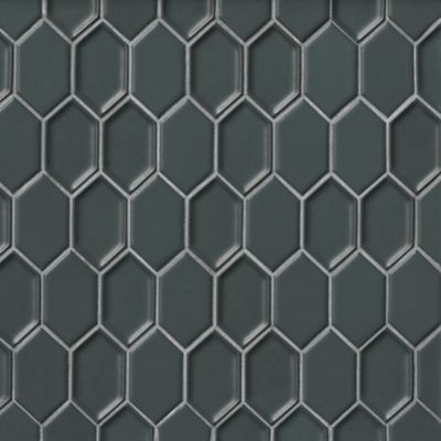 Shapes Elongated Hex Charcoal Gray Porcelain Mosaic Wall & Floor Tile