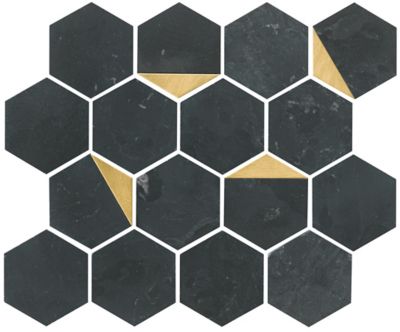 Palermo Noir Stone Hex Mosaic Wall and Floor Tile 3 in. The Tile Shop