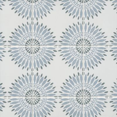 Laura Ashley Sunflower Charcoal with Cloud Blue Porcelain Wall and