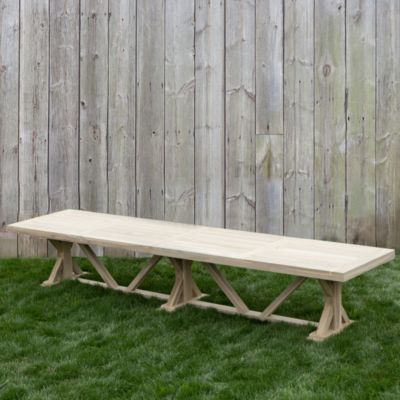 Protected Teak Trestle Dining Table, 14' Terrain