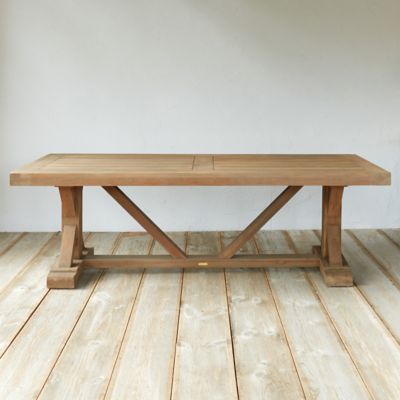 Protected Teak Trestle Dining Table, 8' Terrain