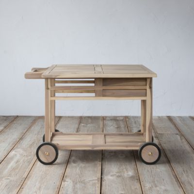 Protected Teak Bar Cart Terrain