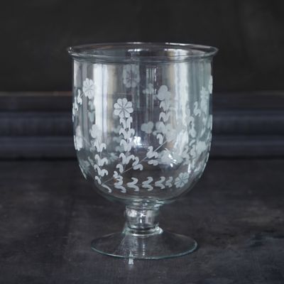 Etched Garden Glass Hurricane Terrain
