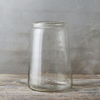Rolled Neck Bubble Glass Vase, Wide Mouth Terrain