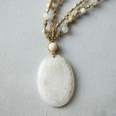 Druzy Droplet Pendant Necklace Terrain