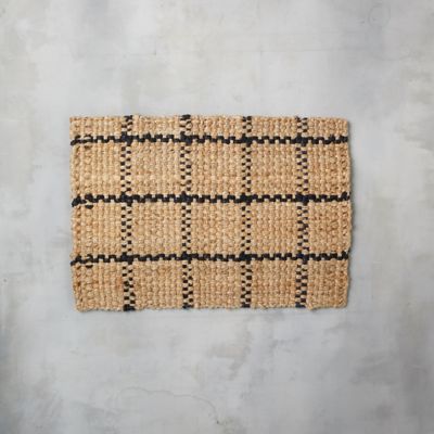 Windowpane Jute Doormat, Black Terrain