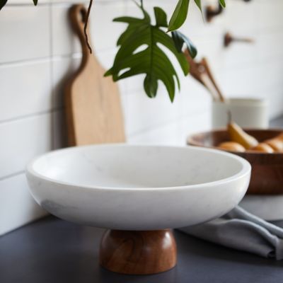 Marble + Wood Footed Serving Bowl, Extra Large Terrain
