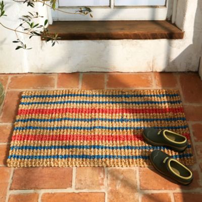 Blue + Orange Stripe Jute Rug Terrain