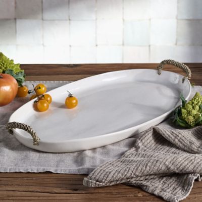 Ceramic Serving Platter with Handles, Oval Terrain