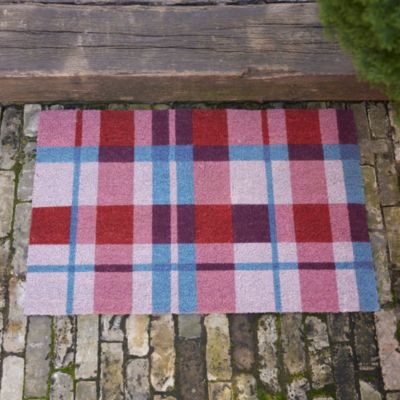 Pink Plaid Coir Doormat Terrain