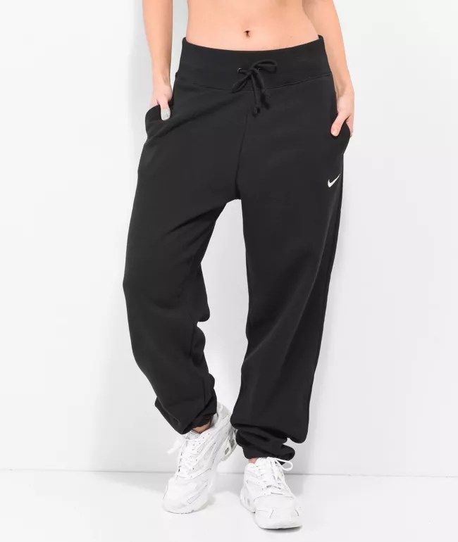 Nike Mini Swoosh High Waisted Wide Leg Trackies In Black Lyst atelieryuwa.ciao.jp