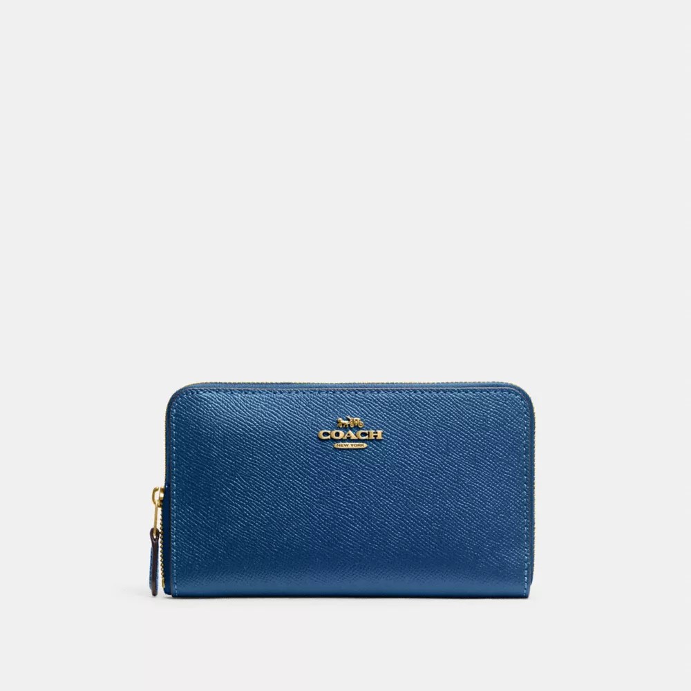 COACH 58584 - MEDIUM ZIP AROUND WALLET - BRASS/BLUE | COACH ACCESSORIES