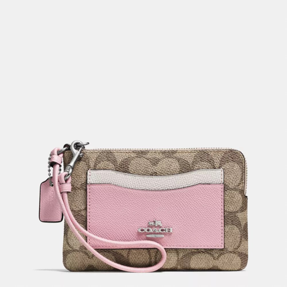 COACH Designer Wristlets Corner Zip Wristlet In Colorblock Signature
