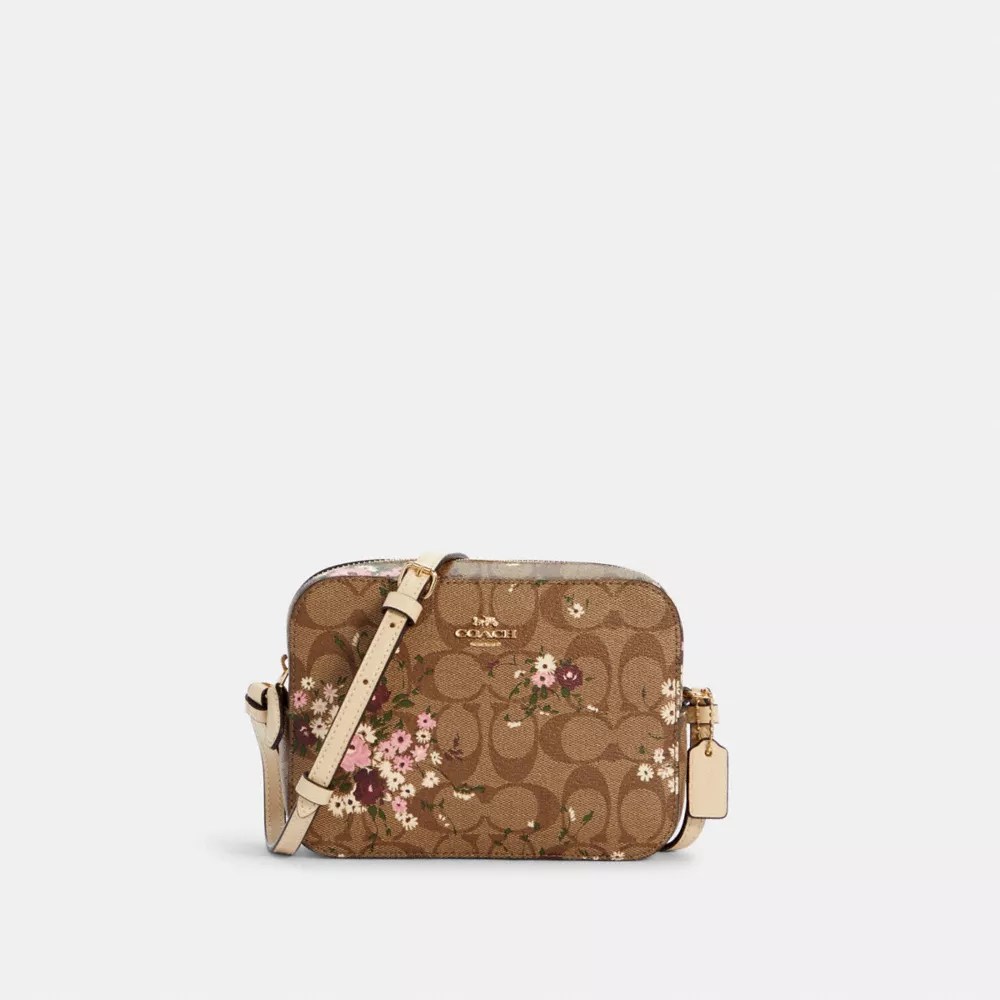 COACH C0037 - MINI CAMERA BAG IN SIGNATURE CANVAS WITH EVERGREEN FLORAL