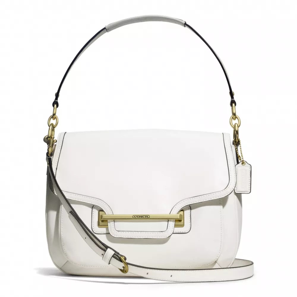 COACH F27481 - TAYLOR LEATHER FLAP SHOULDER BAG - BRASS/IVORY | COACH
