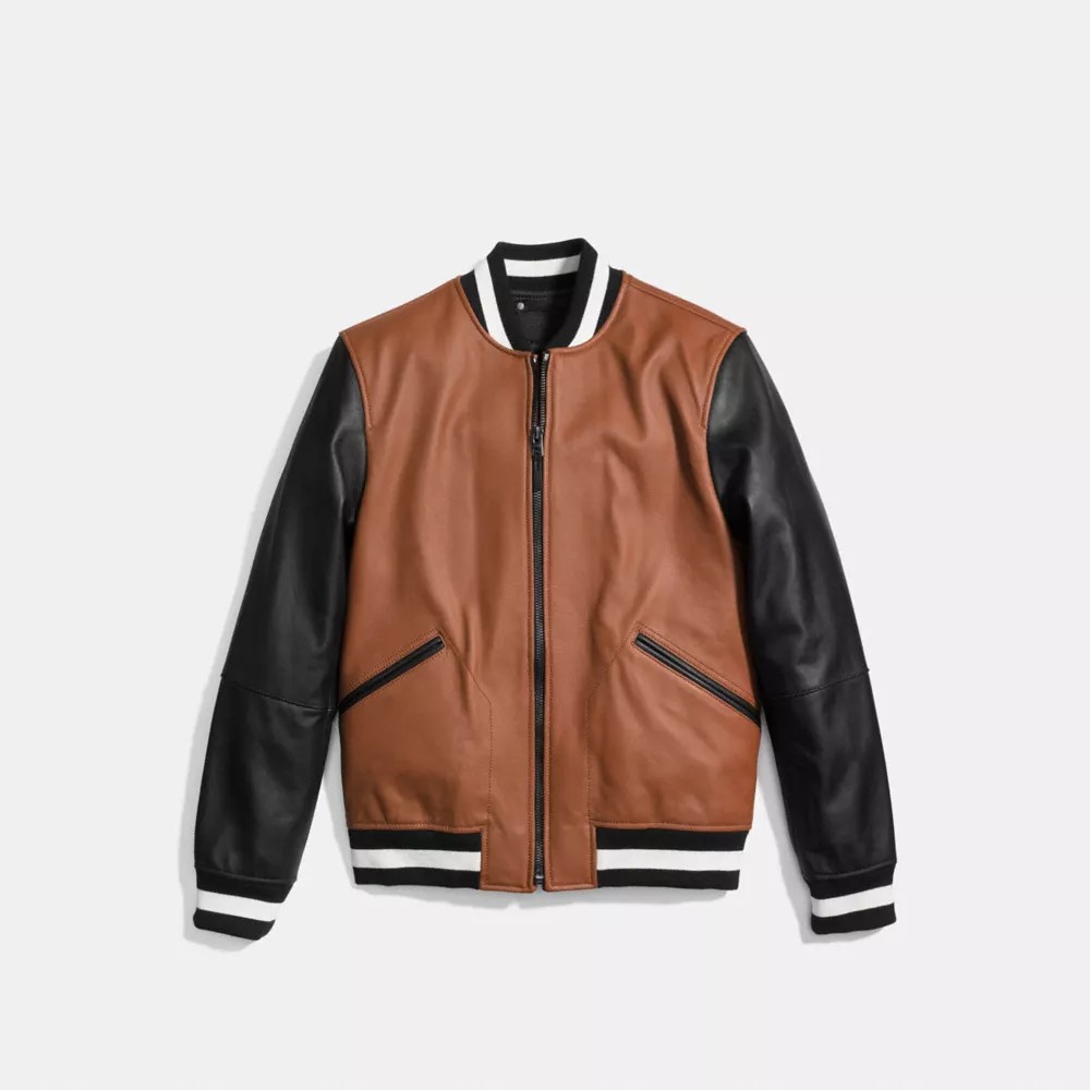 Brown Leather Varsity Jacket Pictures