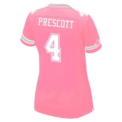 Dallas Cowboys Womens Dak Prescott 4 Pink Jersey Dallas Cowboys Pro Shop