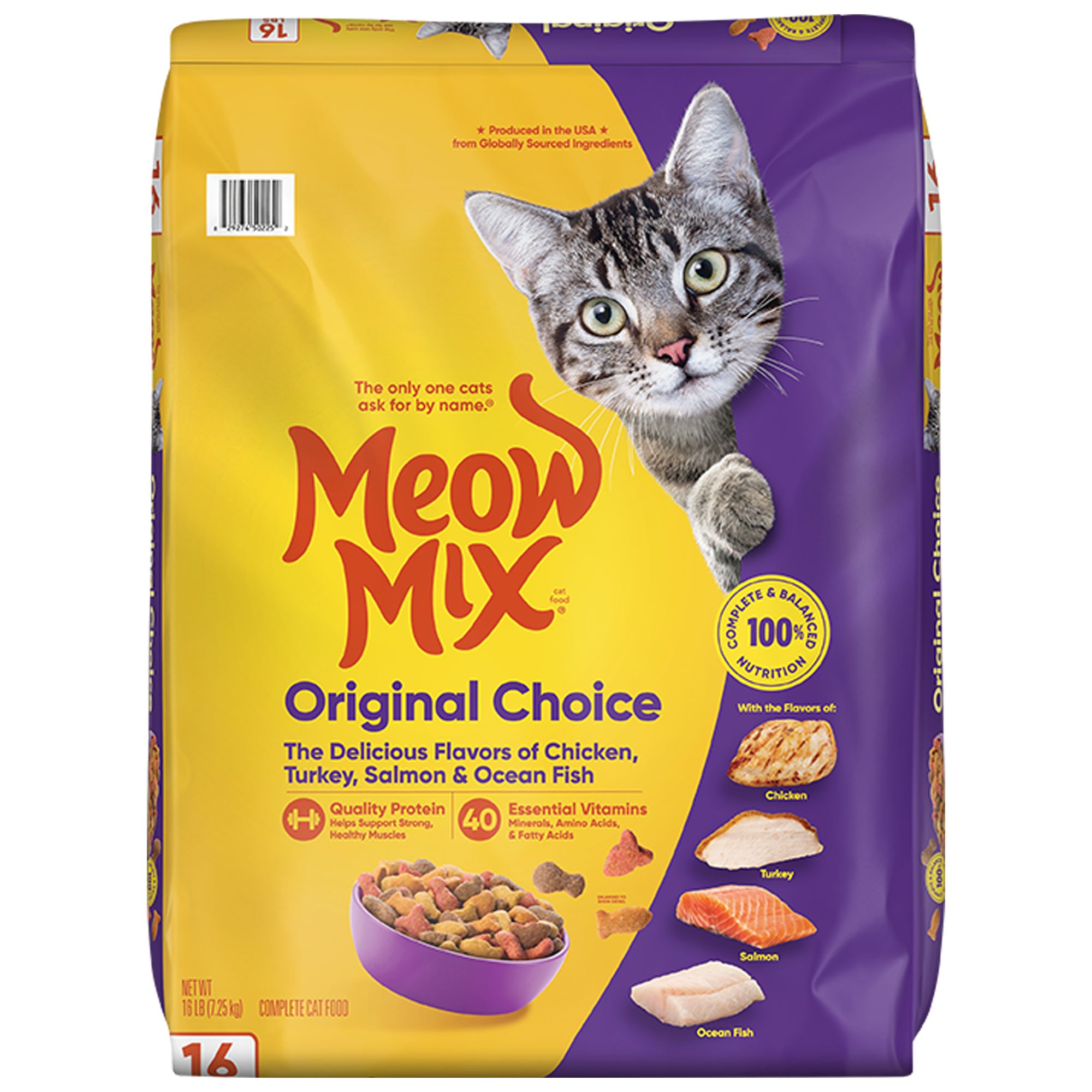 Meow Mix Original Choice Dry Cat Food All Ages, Chicken, Turkey, Salmon