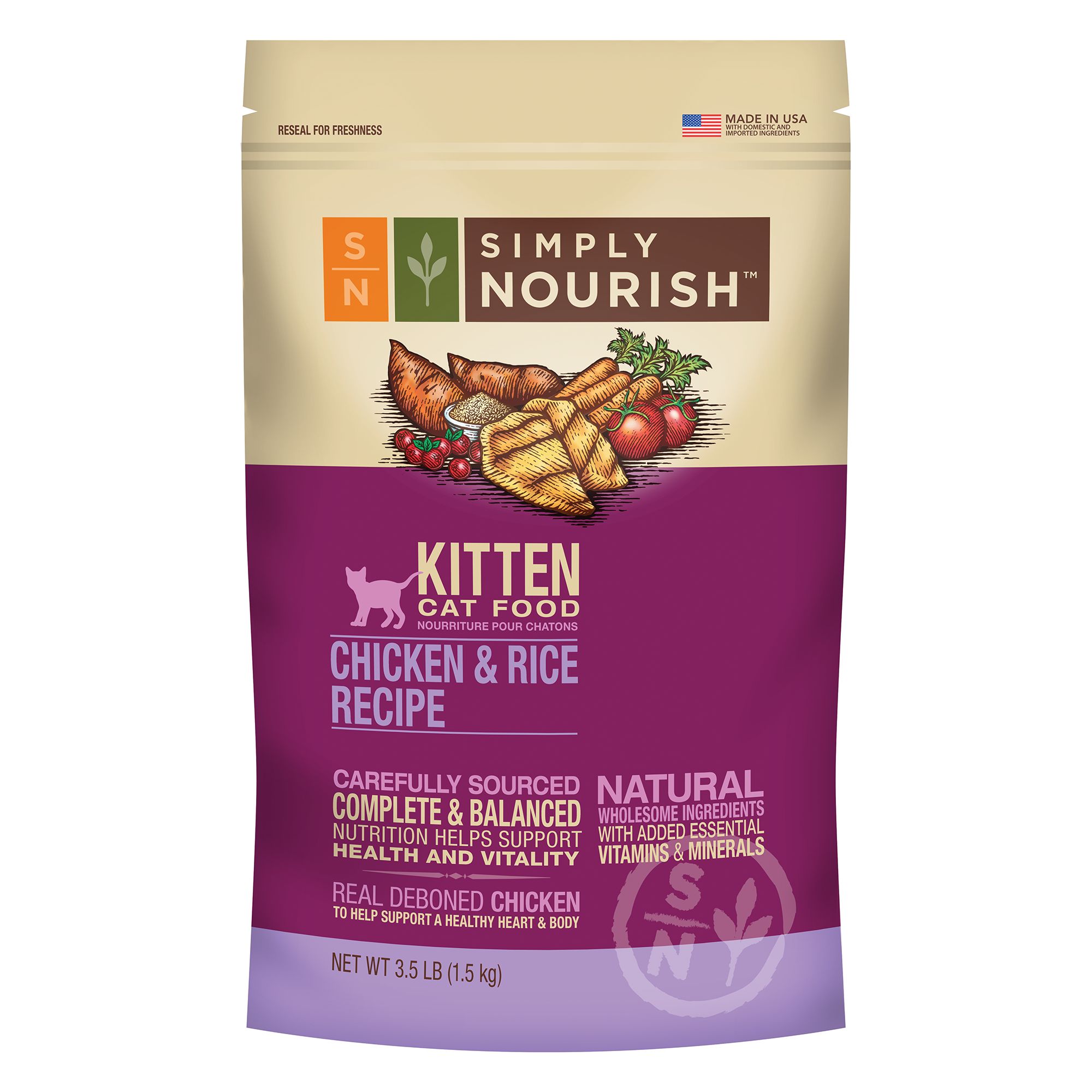 Simply Nourish™ Kitten Food Natural, Chicken & Rice cat Dry Food