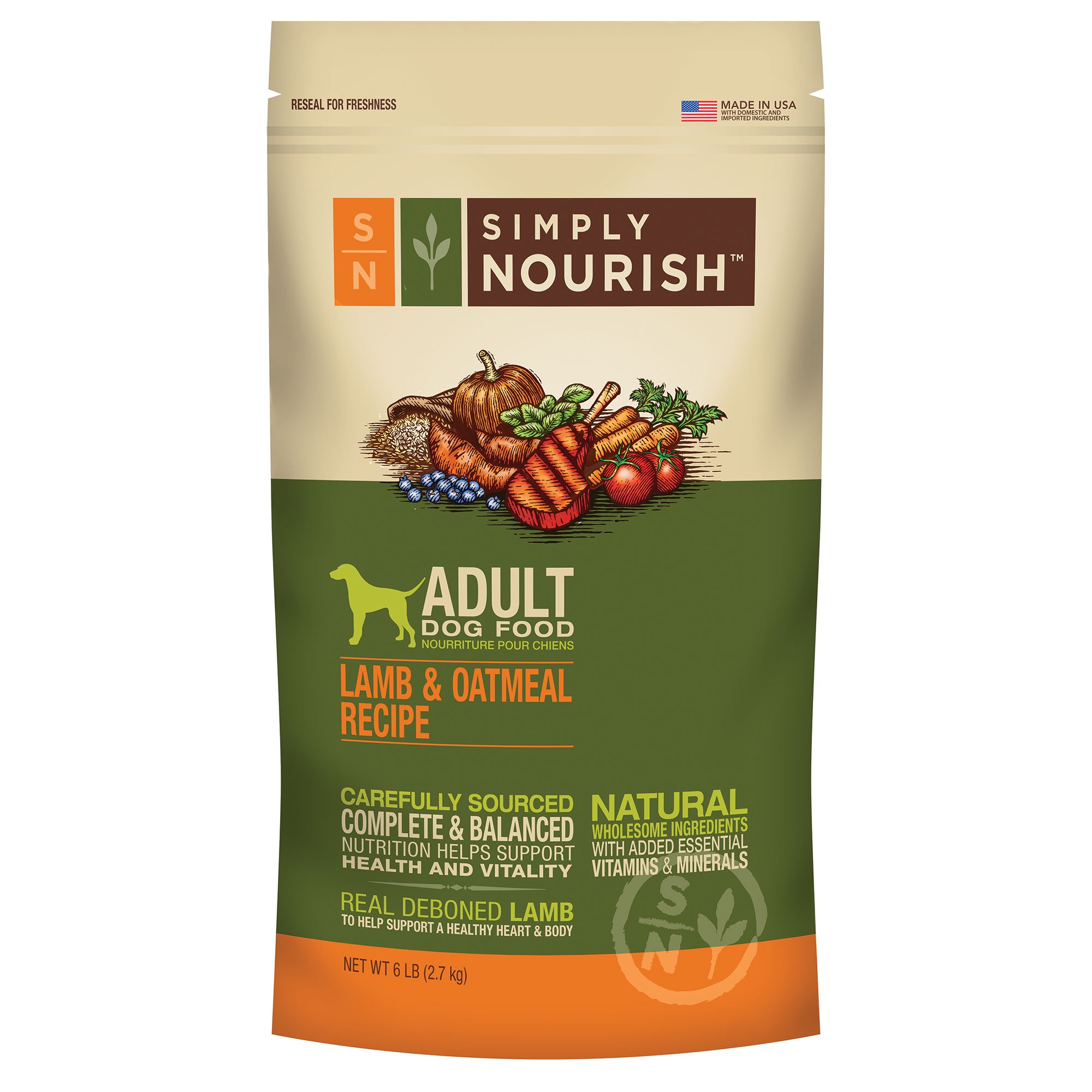 Simply Nourish™ Adult Dog Food Natural, Lamb & Oatmeal dog Dry Food