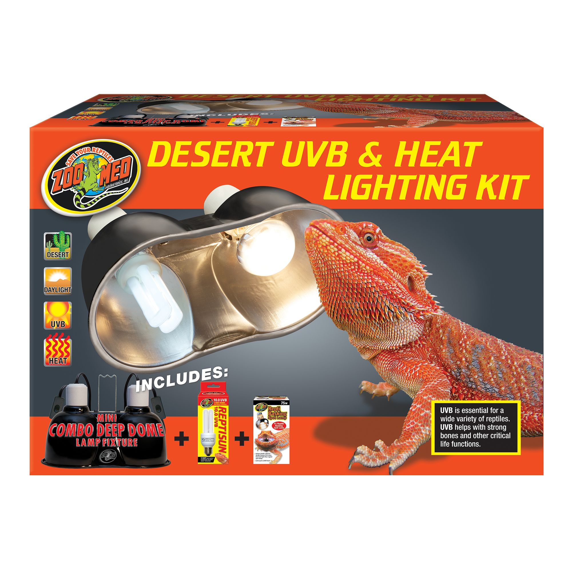 Zoo Med Desert UVB & Heat Lighting Kit reptile Heating & Lighting