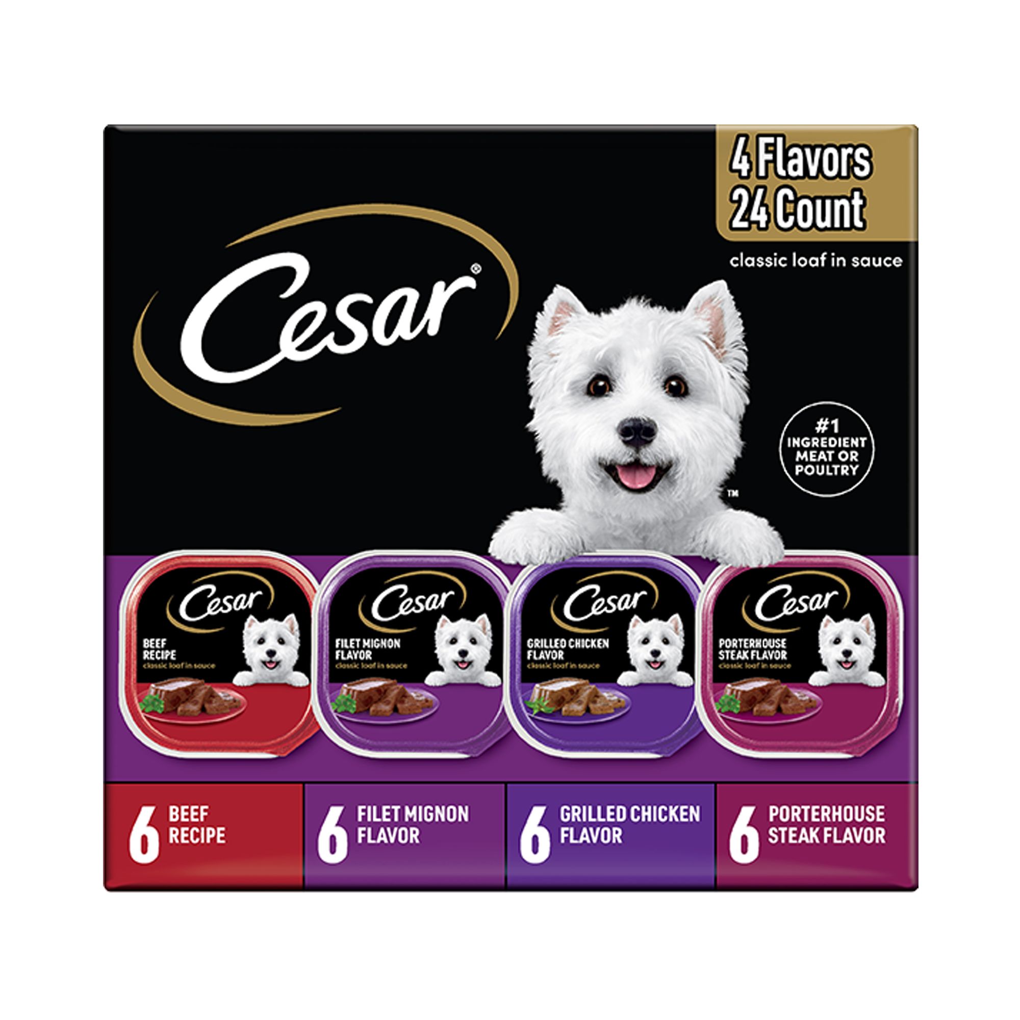 Cesar® Classics Adult Wet Dog Food Loaf, 24 Count, Variety Pack