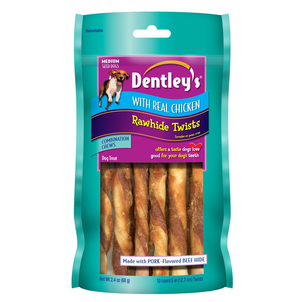 Dentley's® Rawhide Twists Medium Dog Treat Chicken dog Bones