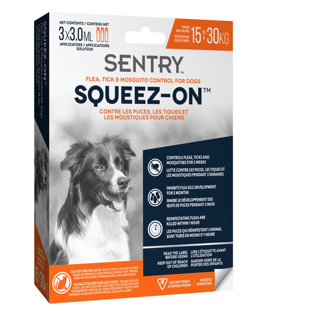 SENTRY® SqueezOn™ Flea, Tick & Mosquito Control for Dogs 1530 KG